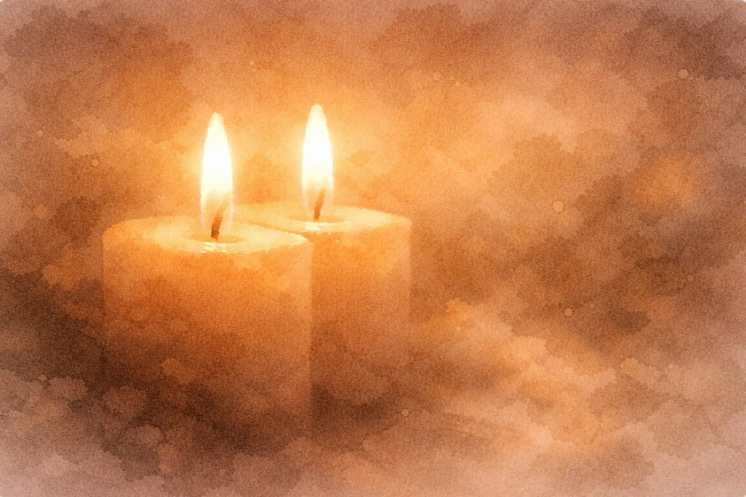 Two candle flames side by side in warm amber tones