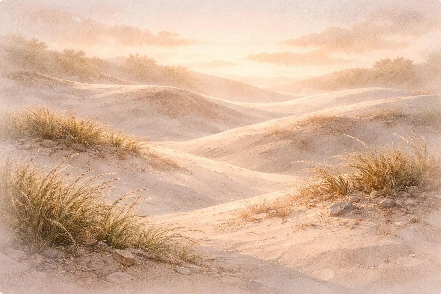 Gentle rolling hills with natural curves in warm earth tones